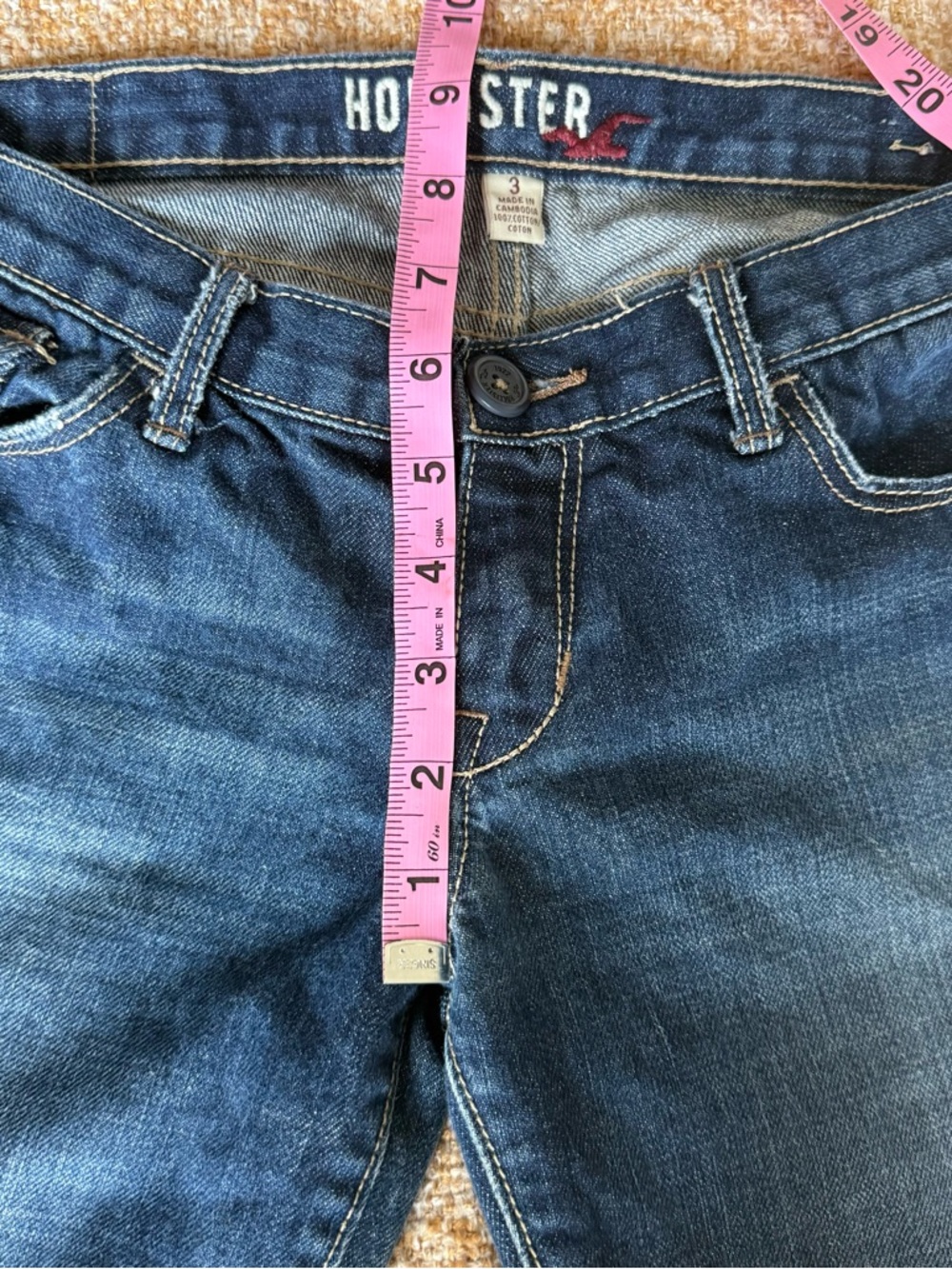 Hollister Jean Shorts Dark‎ Wash Bermuda Cuffed Summer Casual Denim Women’s 3 - Picture 5 of 7